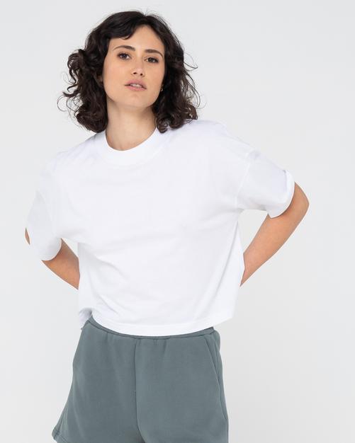 Rückansicht von RUSTY BUSY LIVING ORGANIC COTTON RELAXED TEE T-Shirt Damen White