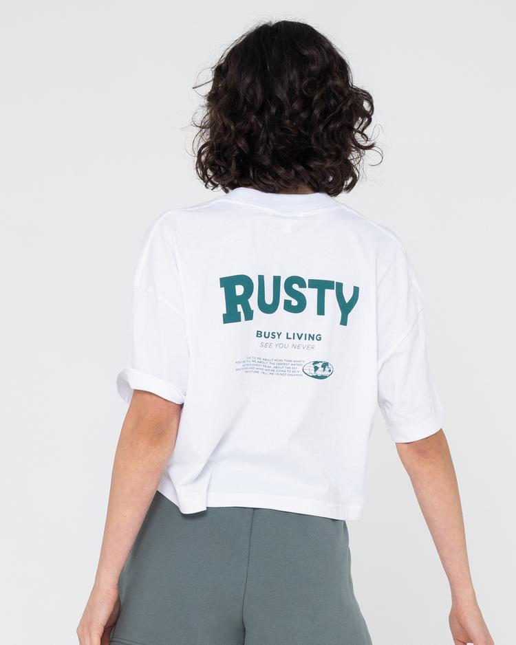 RUSTY RUSTY BUSY LIVING ORGANIC COTTON RELAXED TEE T-Shirt Damen - White - 1 | SportScheck