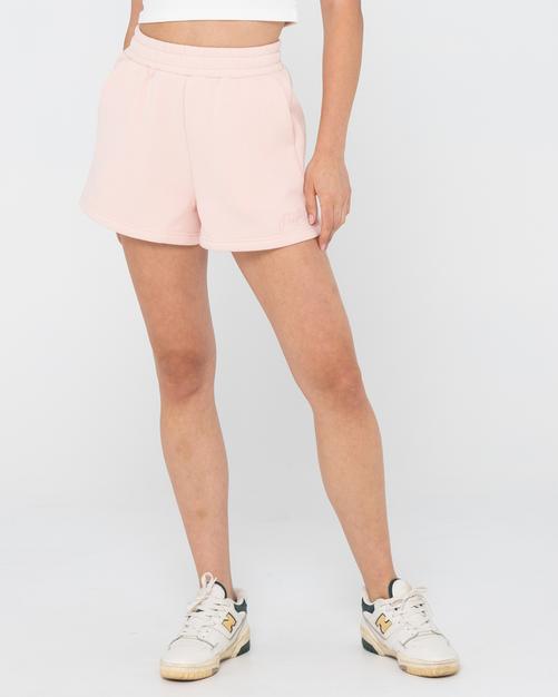 Rückansicht von RUSTY RUSTY SCRIPT FLEECE SHORT Sweatshorts Damen Pastel Pink