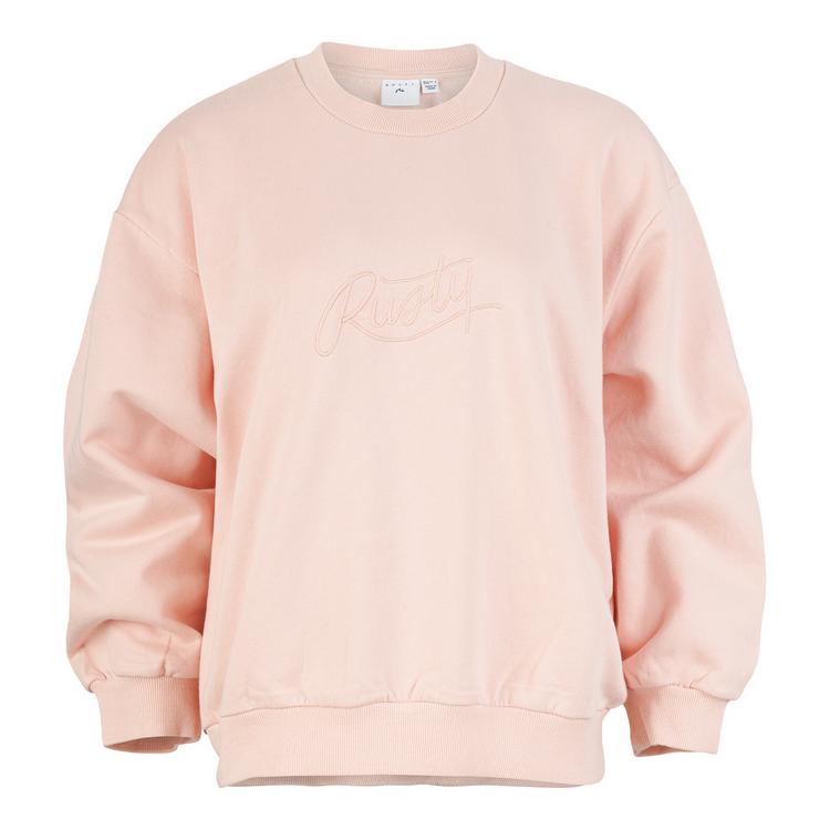 RUSTY RUSTY RUSTY SCRIPT OVERSIZE CREW NECK FLEECE Rundhalspullover Damen - Pastel Pink - 0 | SportScheck