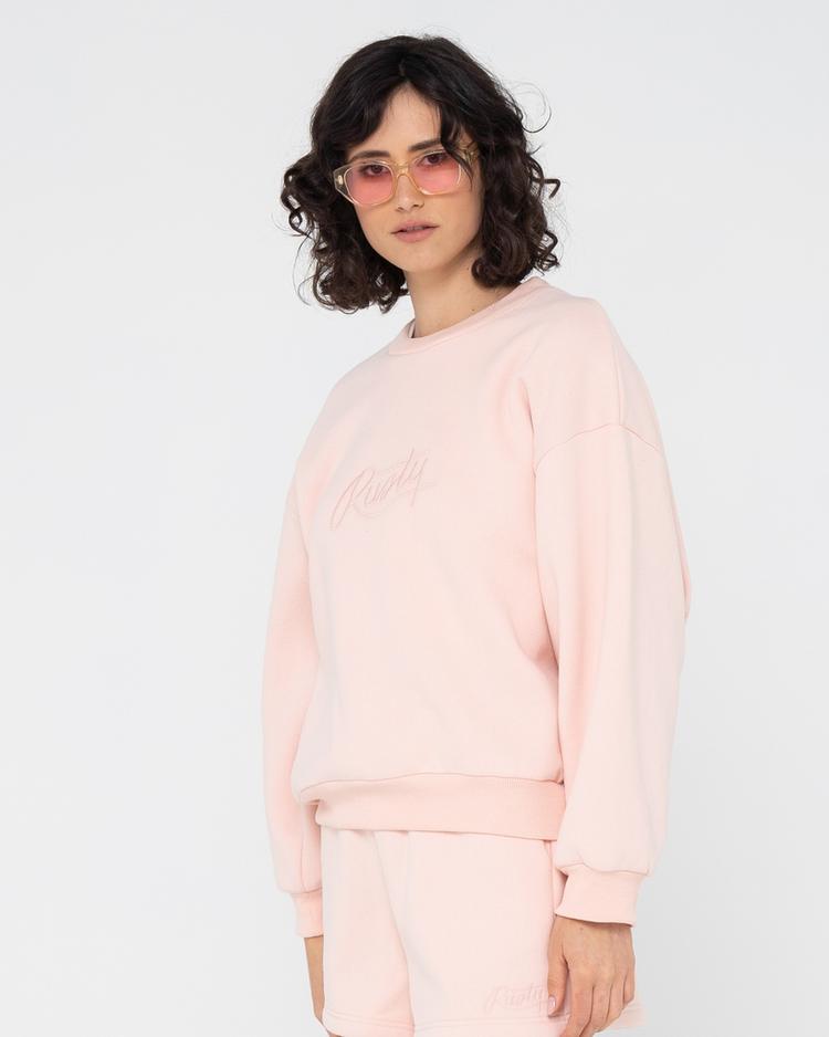 RUSTY RUSTY RUSTY SCRIPT OVERSIZE CREW NECK FLEECE Rundhalspullover Damen - Pastel Pink - 3 | SportScheck