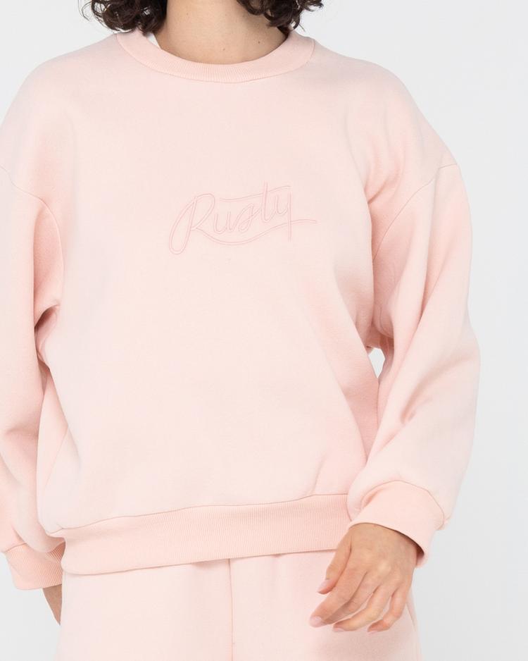 RUSTY RUSTY RUSTY SCRIPT OVERSIZE CREW NECK FLEECE Rundhalspullover Damen - Pastel Pink - 4 | SportScheck