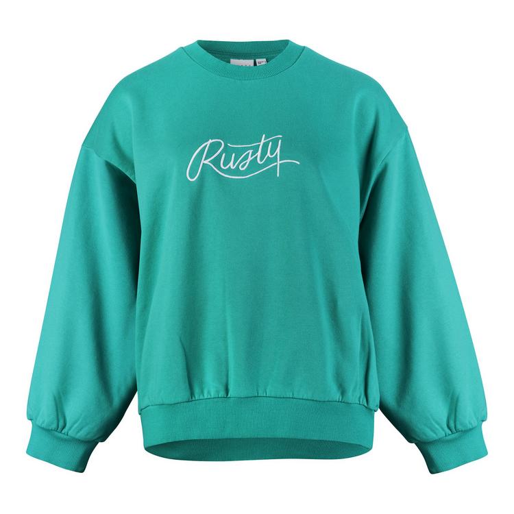 RUSTY RUSTY RUSTY SCRIPT OVERSIZE CREW NECK FLEECE Rundhalspullover Damen - Emerald - 0 | SportScheck