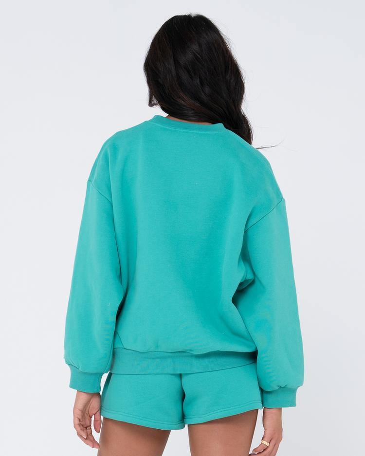 RUSTY RUSTY RUSTY SCRIPT OVERSIZE CREW NECK FLEECE Rundhalspullover Damen - Emerald - 1 | SportScheck