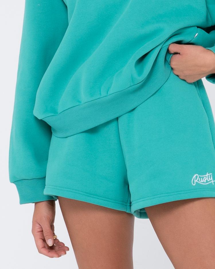 RUSTY RUSTY RUSTY SCRIPT OVERSIZE CREW NECK FLEECE Rundhalspullover Damen - Emerald - 5 | SportScheck