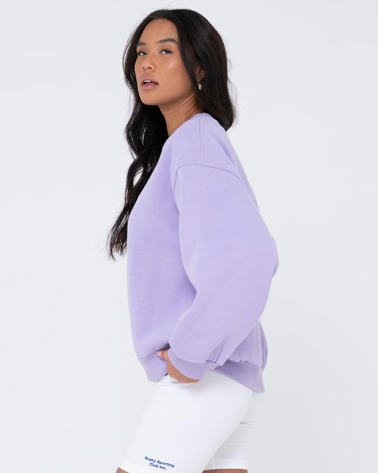RUSTY RUSTY RUSTY SCRIPT OVERSIZE CREW NECK FLEECE Rundhalspullover Damen - Lavender - 3 | SportScheck