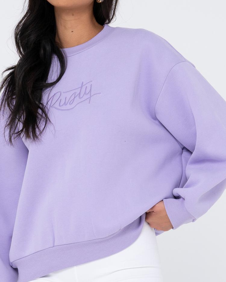 RUSTY RUSTY RUSTY SCRIPT OVERSIZE CREW NECK FLEECE Rundhalspullover Damen - Lavender - 4 | SportScheck
