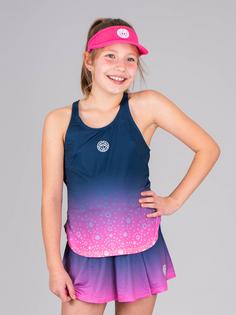 Rückansicht von BIDI BADU Colortwist Junior Tank Tennisshirt Kinder Pink/Dunkelblau