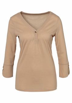 Lascana Blusenshirt Kurzarmbluse Damen beige