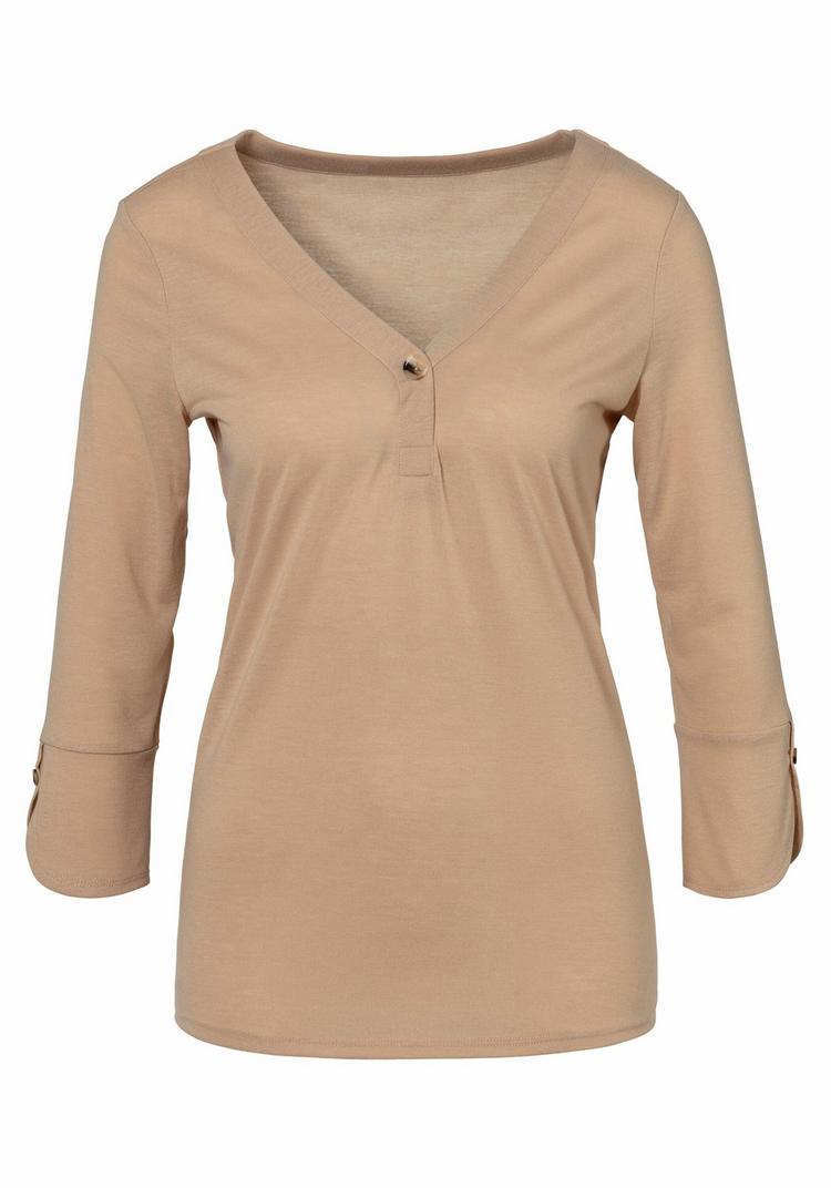 Lascana Lascana Blusenshirt Kurzarmbluse Damen - beige - 0 | SportScheck
