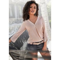 Rückansicht von Lascana 3/4-Arm-Shirt Longshirt Damen beige