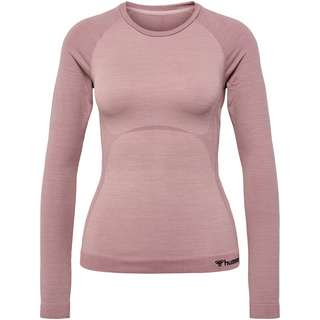 hummel hmlCLEA SEAMLESS TIGHT T-SHIRT LS T-Shirt Damen WOODROSE/ROSE TAUPE MELANGE