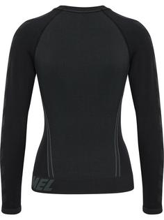 Rückansicht von hummel hmlTE CHRISTEL SEAMLESS T-SHIRT L/S T-Shirt Damen BLACK/ASPHALT MELANGE