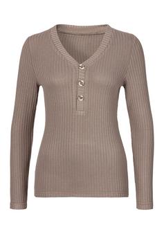 Lascana Langarmshirt Langarmshirt Damen taupe