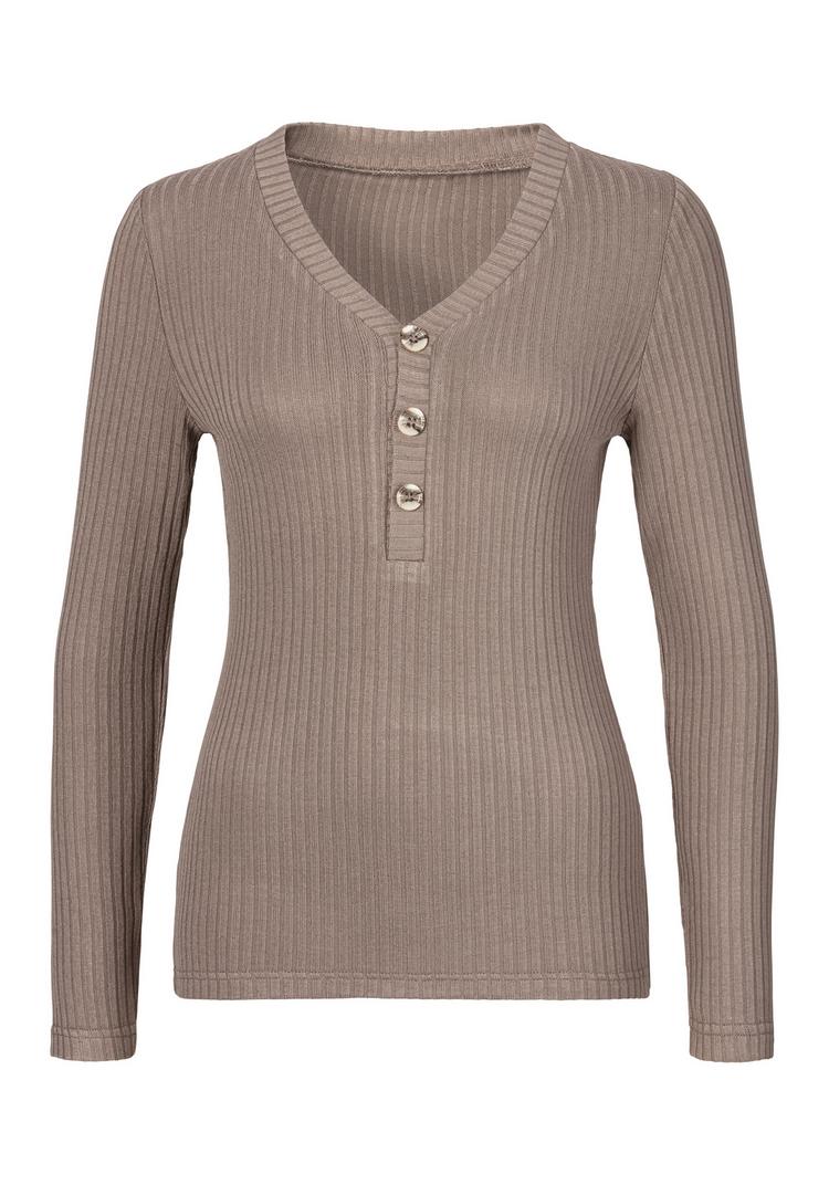 Lascana Lascana Langarmshirt Langarmshirt Damen - taupe - 0 | SportScheck