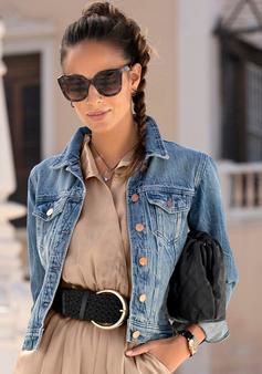 Rückansicht von Lascana Jeansjacke Jeansjacke Damen blue-denim