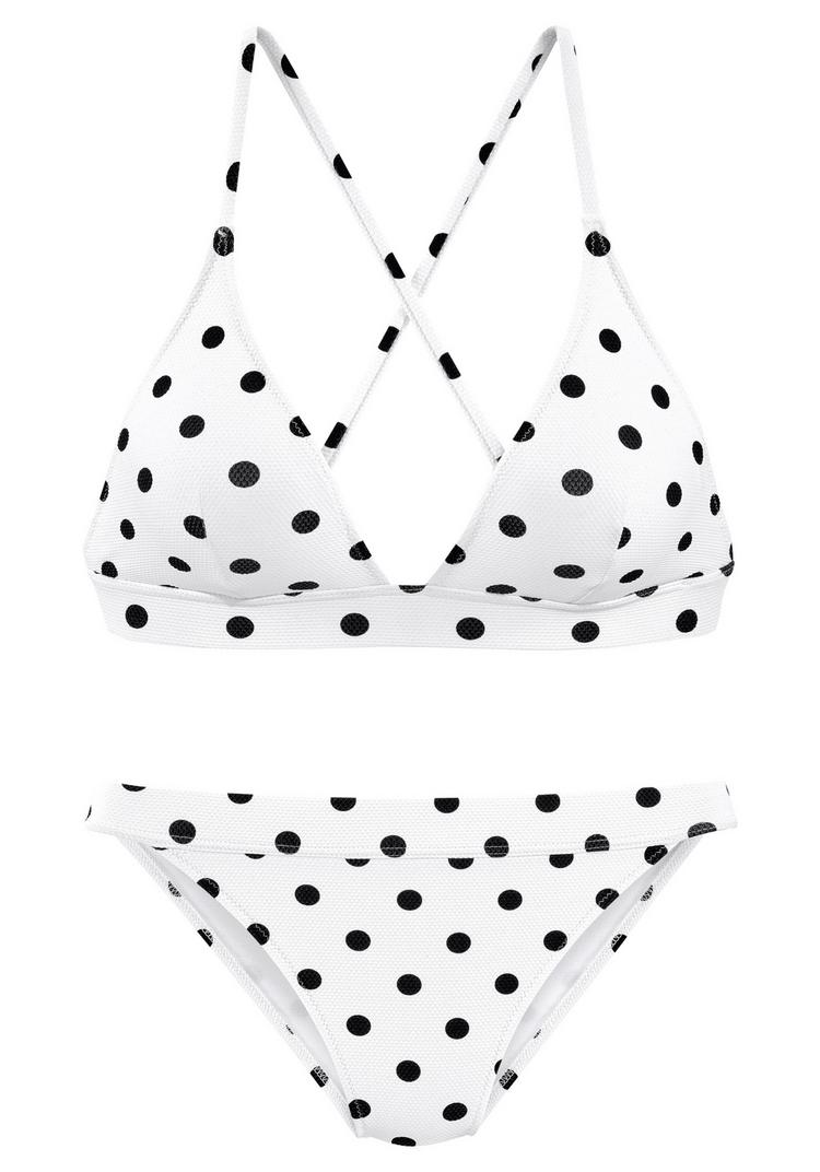 Lascana Lascana Triangel-Bikini-Top Bikini Oberteil Damen - wei&szlig;-schwarz - 0 | SportScheck