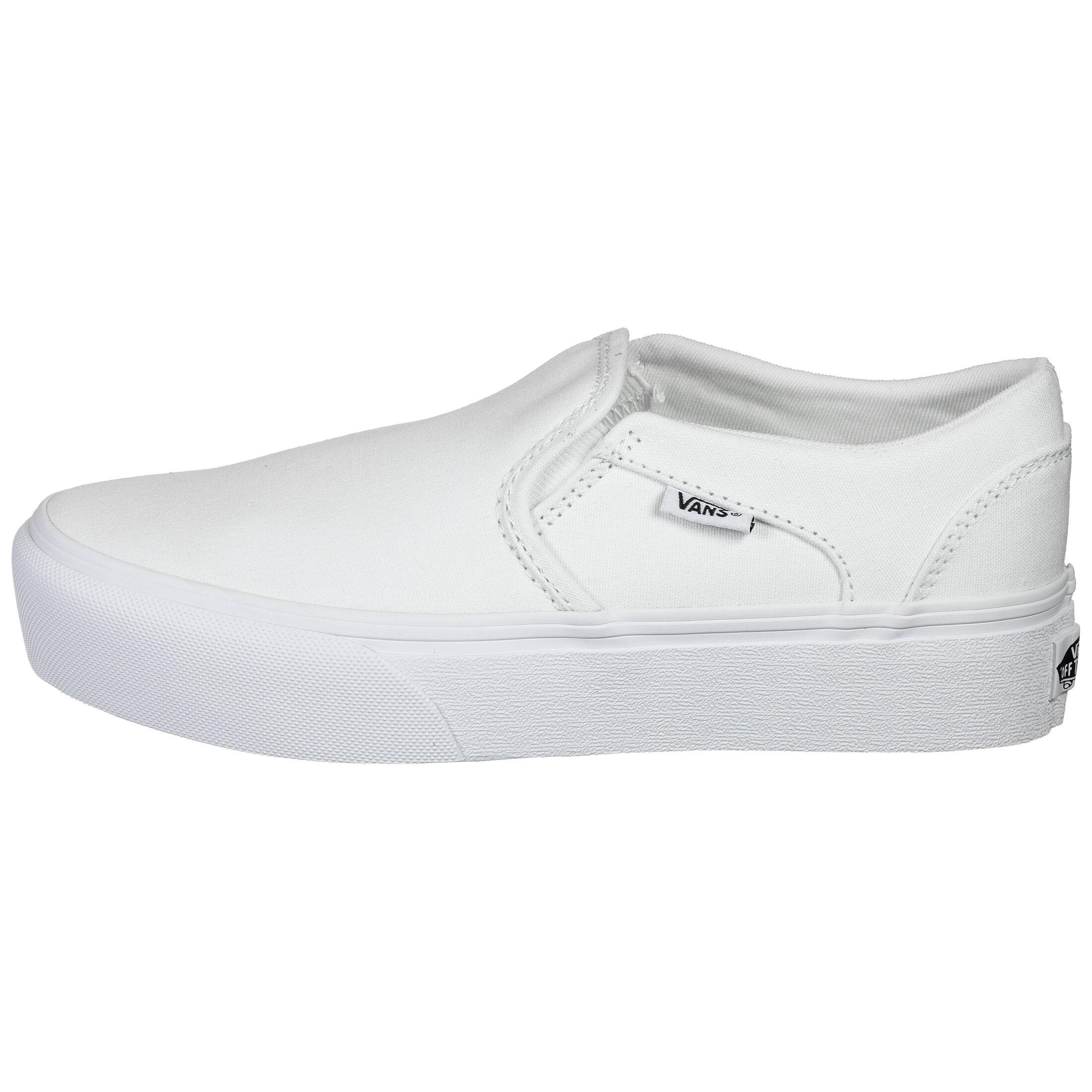 Vans platform shop white slip on