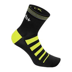 RH+ Unisex Code Sock Fahrradsocken Black/Yellow Fluo