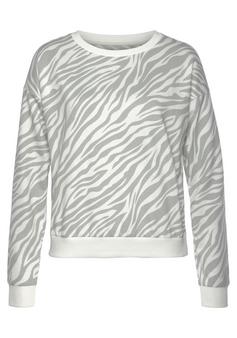 Lascana Sweater Sweatshirt Damen grau zebra gestreift