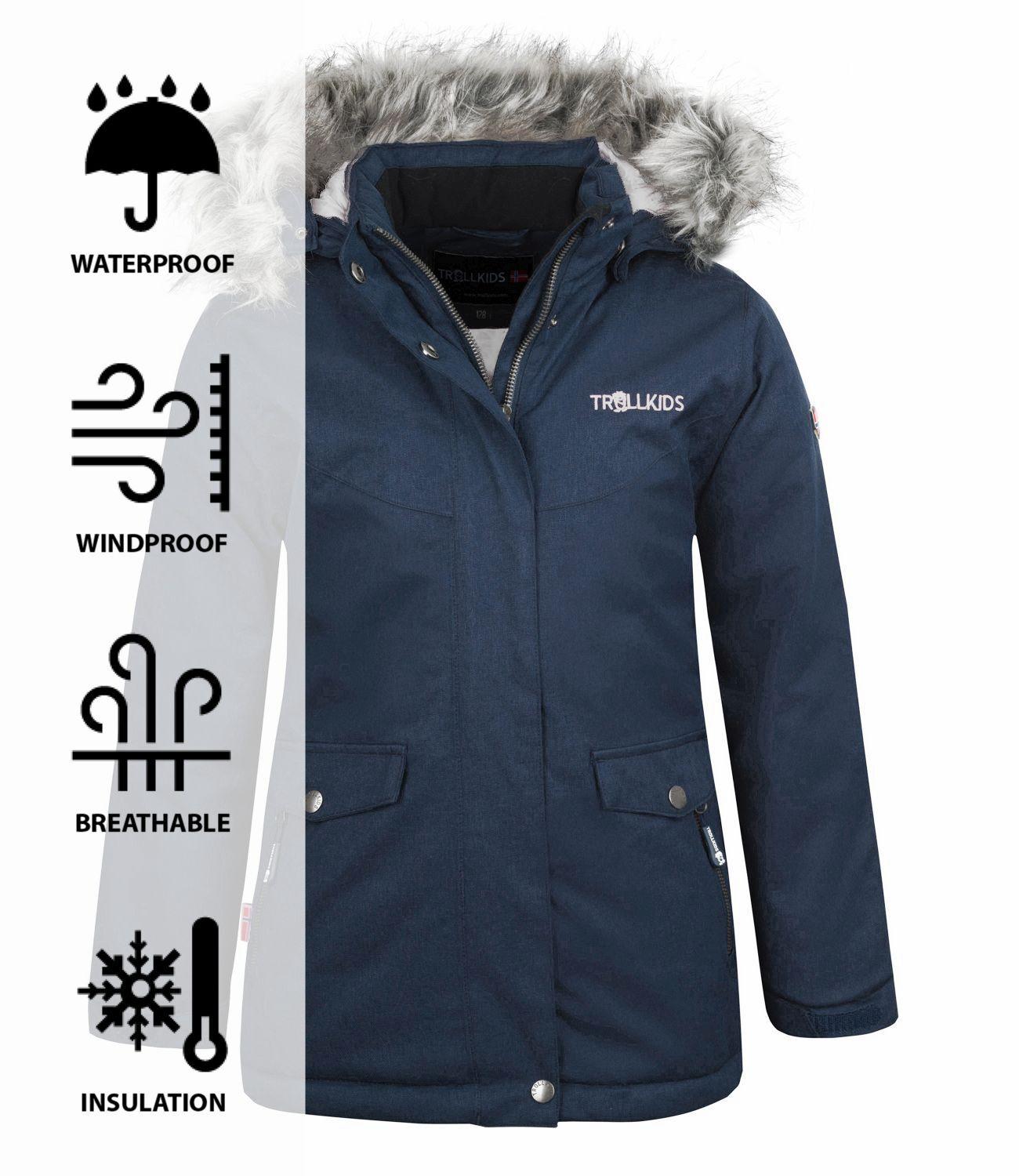Trollkids Oslo XT Winterjacke Mädchen Marineblau Silbergrau im