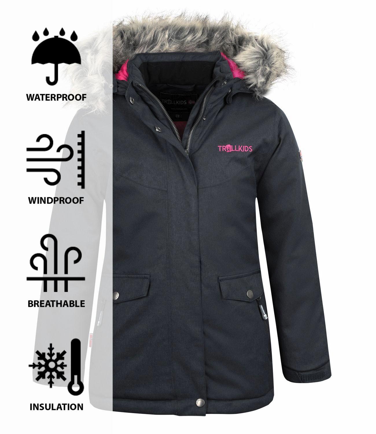 Trollkids Oslo XT Winterjacke Mädchen Anthrazit Magenta im