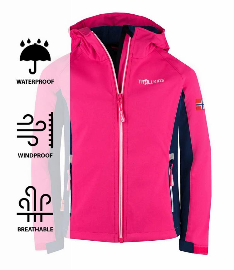 Trollkids Trollkids Kristiansand Softshelljacke Kinder - Marineblau / Pink - 0 | SportScheck