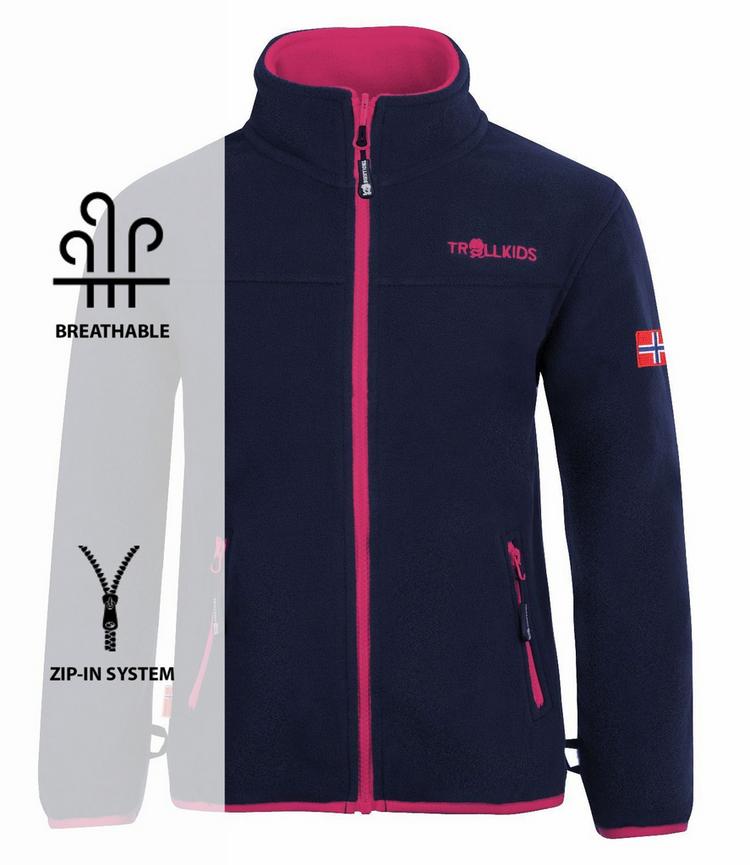 Trollkids Trollkids Oppdal XT Fleecejacke Kinder - Marineblau / Hellgr&uuml;n - 2 | SportScheck