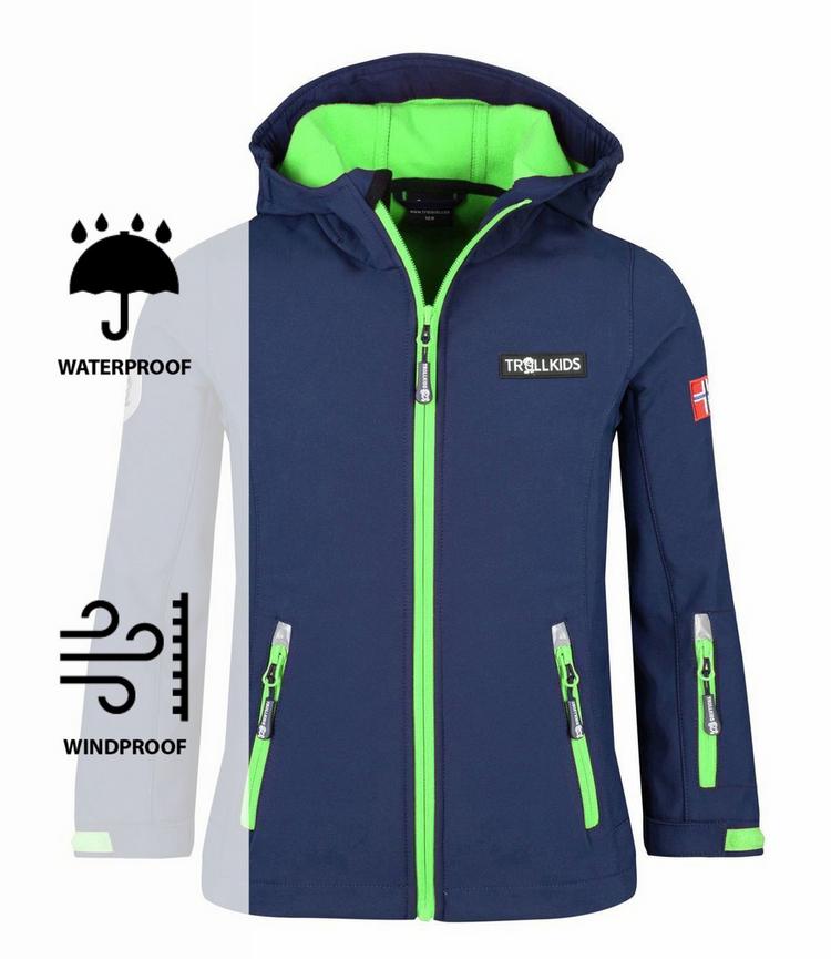 Trollkids Trollkids Oslofjord Softshelljacke Kinder - Marineblau / Hellgr&uuml;n - 0 | SportScheck