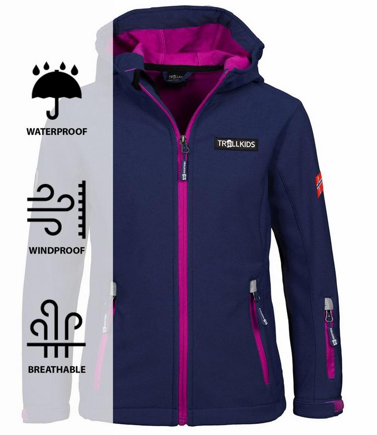 Trollkids Trollkids Oslofjord Softshelljacke M&auml;dchen - Marineblau/Magenta - 0 | SportScheck