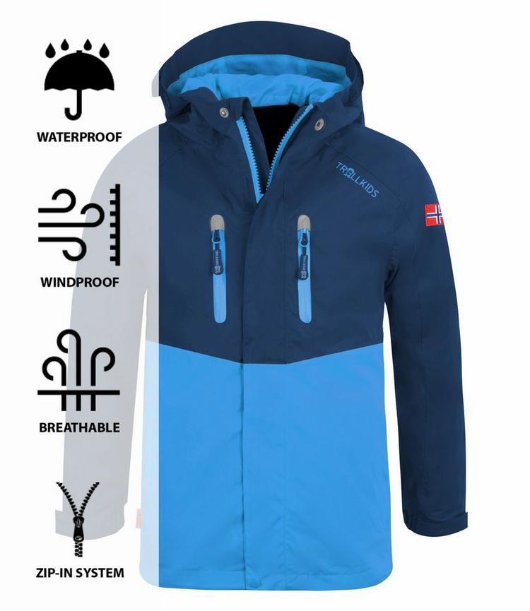 Trollkids Trollkids Nusfjord Regenjacke Kinder - Marineblau / Mittelblau - 0 | SportScheck
