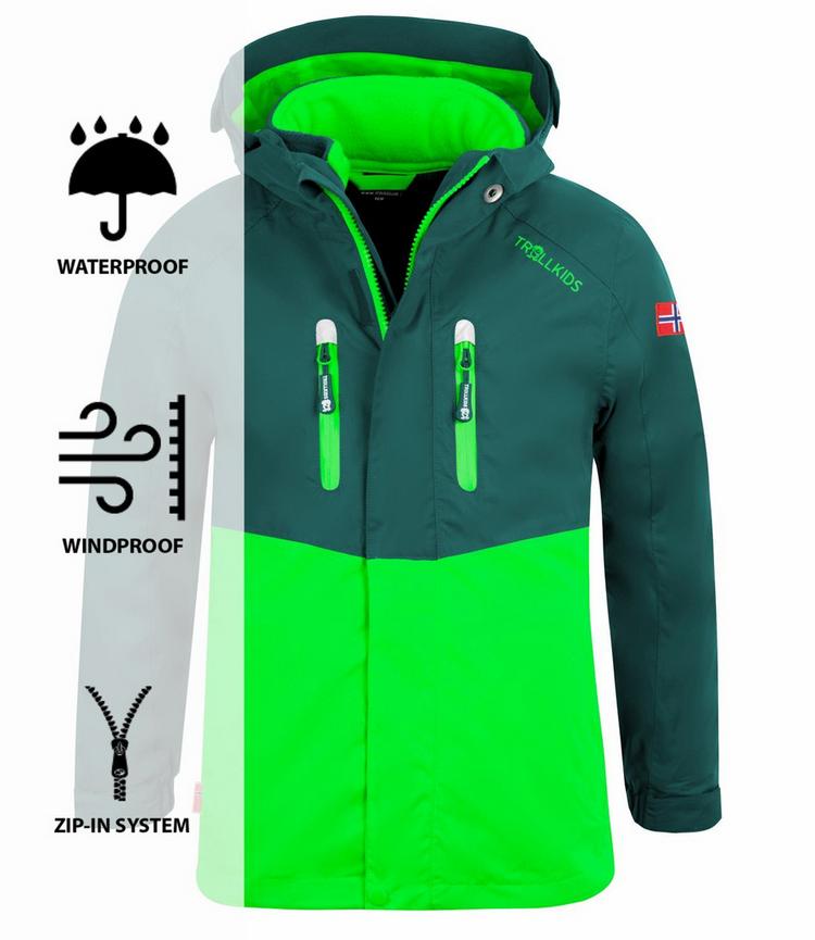 Trollkids Trollkids Bryggen Doppeljacke Kinder - Dunkelgr&uuml;n / Hellgr&uuml;n - 0 | SportScheck
