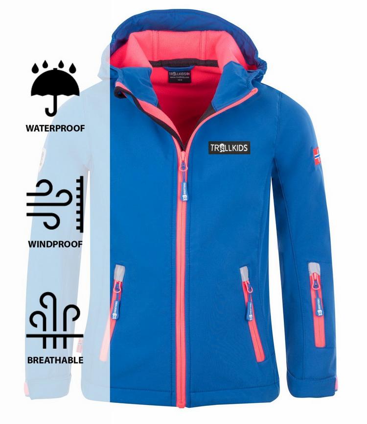 Trollkids Trollkids Oslofjord Softshelljacke M&auml;dchen - Mitternachtsblau / Coral - 0 | SportScheck
