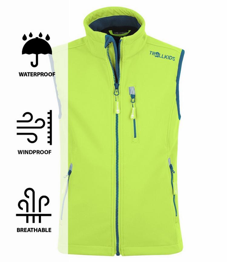 Trollkids Trollkids Trollfjord Outdoorweste Kinder - Limegelb/Petrolblau - 0 | SportScheck