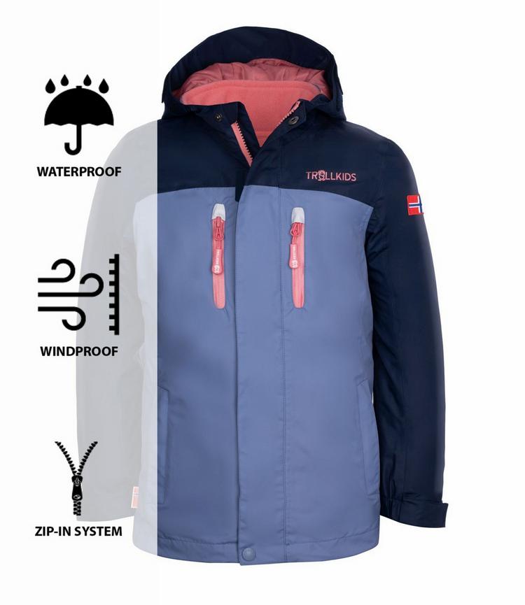 Trollkids Trollkids Bryggen Doppeljacke M&auml;dchen - Marine/Staub-Blau - 0 | SportScheck