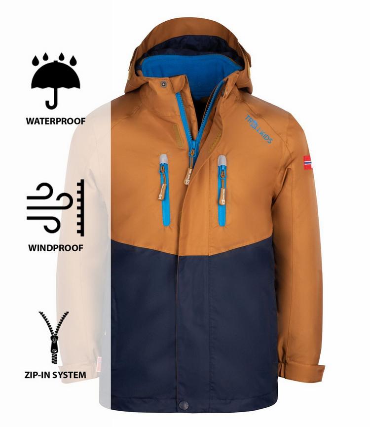 Trollkids Trollkids Bryggen Doppeljacke Kinder - Bronze/Marineblau - 0 | SportScheck