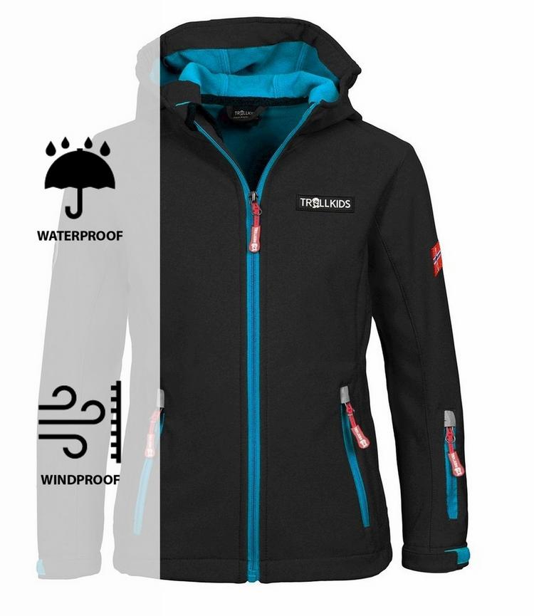 Trollkids Trollkids Oslofjord Softshelljacke Kinder - Schwarz / Mittelblau - 0 | SportScheck
