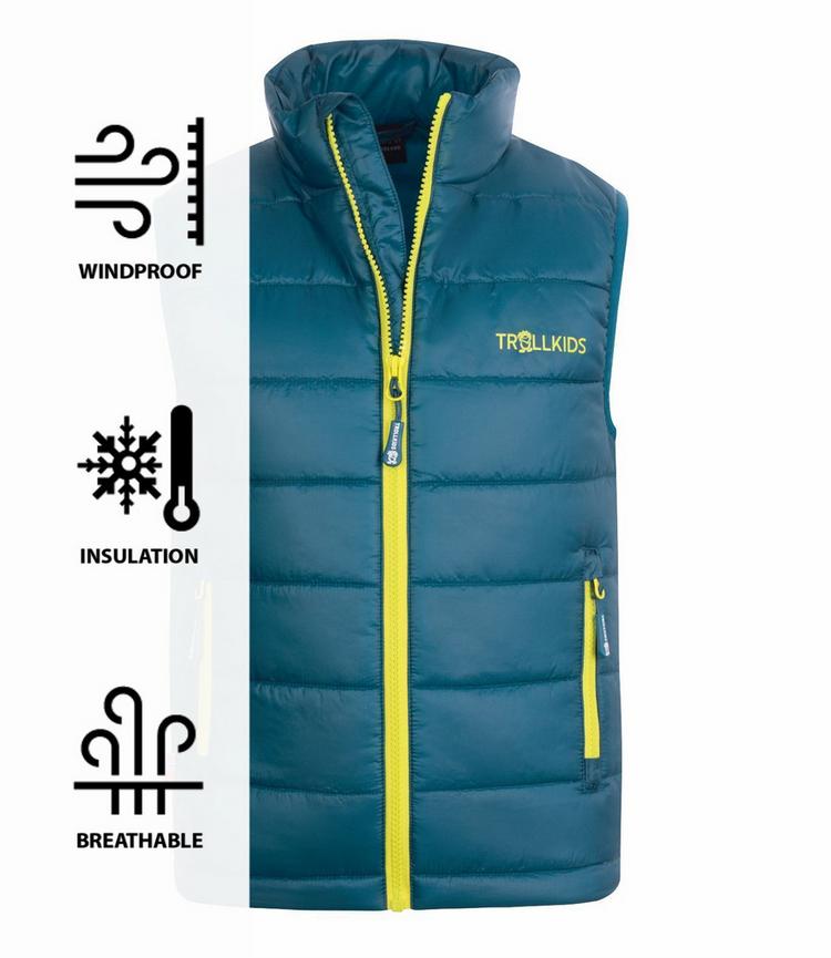 Trollkids Trollkids Trondheim Outdoorweste Kinder - Petrolblau/Limette - 0 | SportScheck