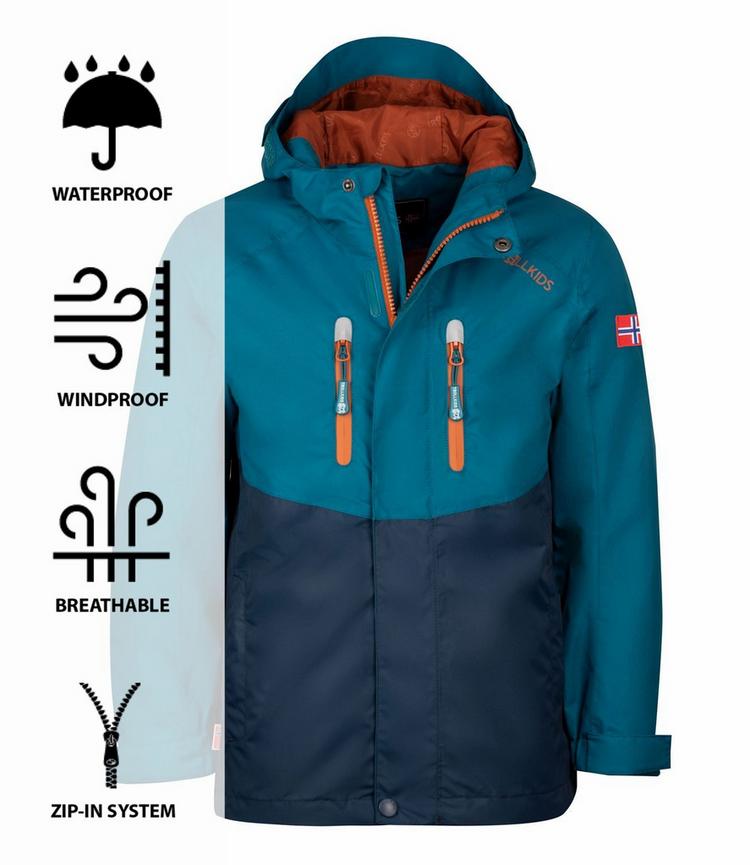 Trollkids Trollkids Nusfjord Regenjacke Kinder - Dunkelblau/Nachtblau/Zimt - 0 | SportScheck