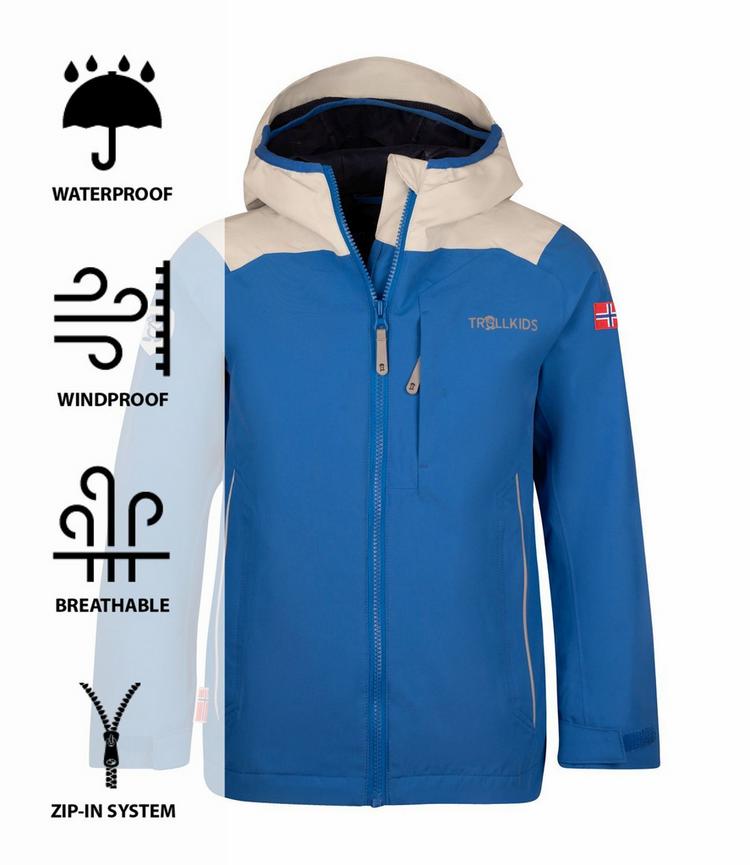 Trollkids Trollkids Bergen Regenjacke Kinder - Leuchtendes Blau/wolkig grau - 0 | SportScheck