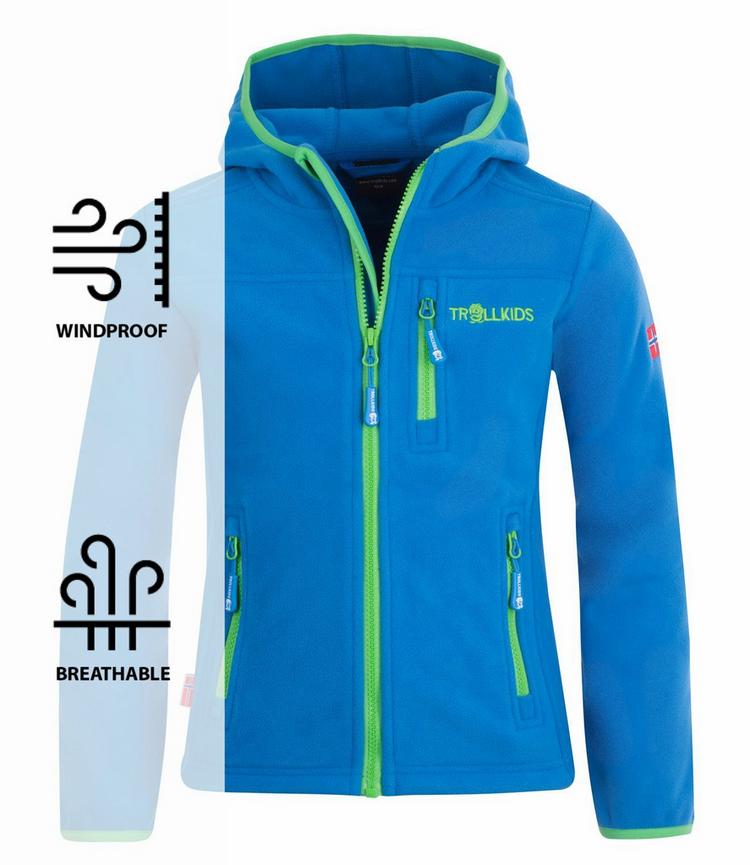 Trollkids Trollkids Stavanger Fleecejacke Kinder - Mittelblau / Hellgr&uuml;n - 0 | SportScheck
