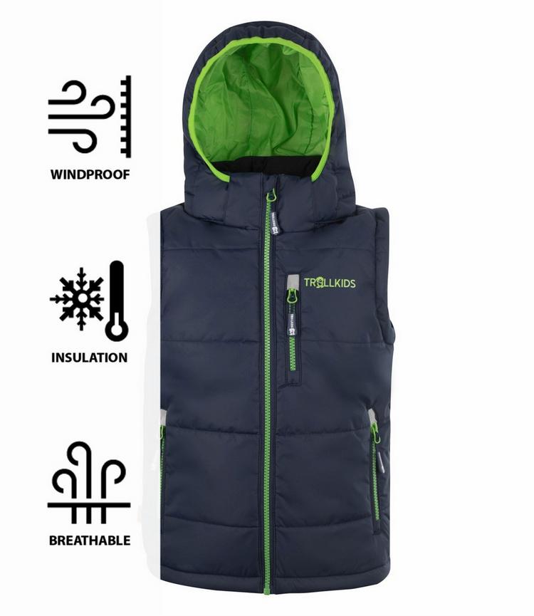 Trollkids Trollkids Narvik Outdoorweste Kinder - Marineblau / Hellgr&uuml;n - 0 | SportScheck