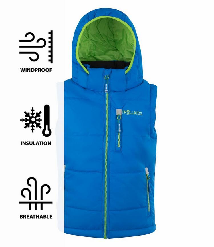 Trollkids Trollkids Narvik Outdoorweste Kinder - Mittelblau / Hellgr&uuml;n - 0 | SportScheck