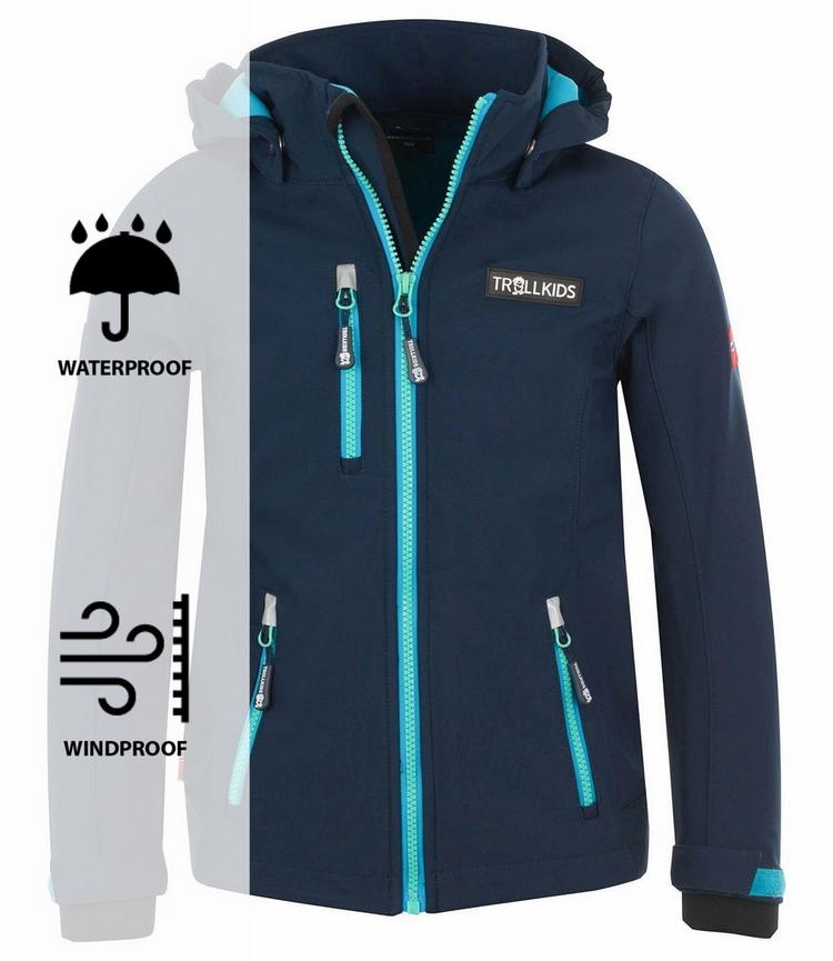 Trollkids Trollkids Preikestolen Softshelljacke M&auml;dchen - Marineblau / T&uuml;rkis / Mint - 0 | SportScheck