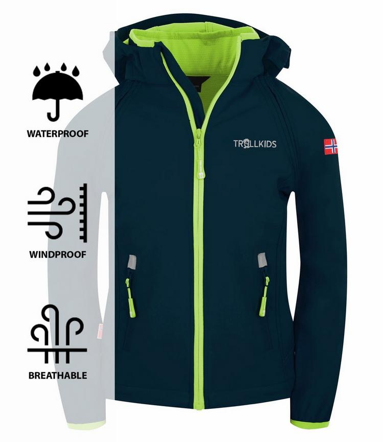 Trollkids Trollkids Rondane Softshelljacke Kinder - Marineblau / Limette - 0 | SportScheck