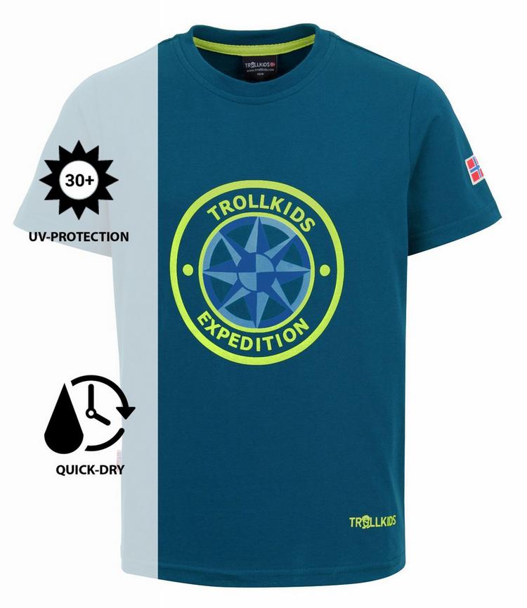 Trollkids Trollkids Windrose T T-Shirt Kinder - Petrolgr&uuml;n/Lime - 0 | SportScheck