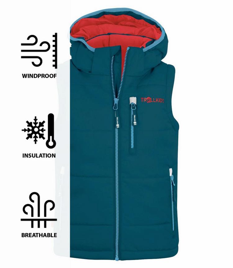 Trollkids Trollkids Narvik Outdoorweste Kinder - Petrolblau/Rot - 0 | SportScheck