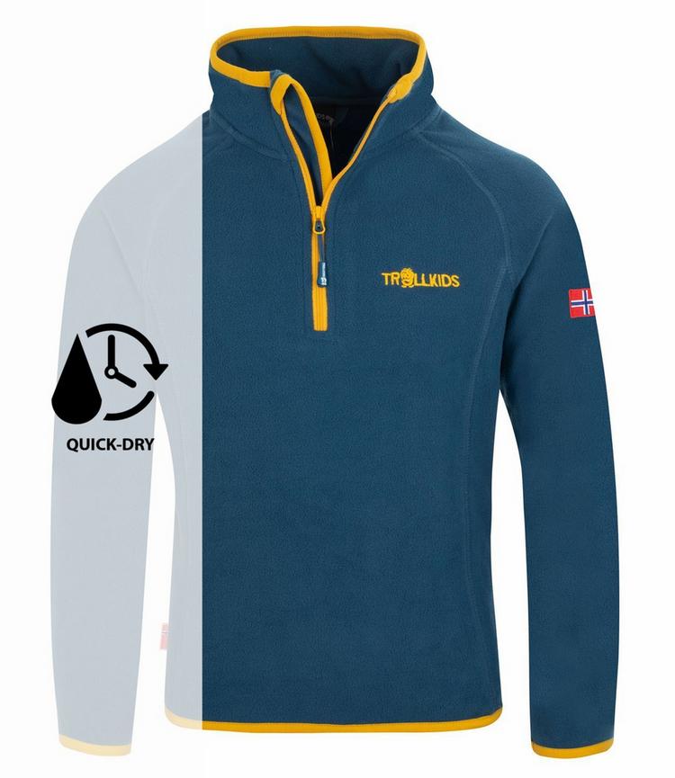 Trollkids Trollkids Nordland Fleecejacke Kinder - Mystik Blau / Goldgelb - 0 | SportScheck