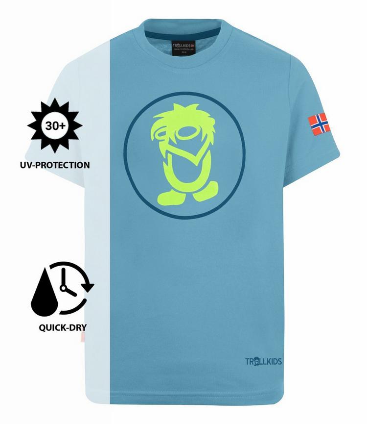 Trollkids Trollkids Troll T T-Shirt Kinder - Delphinblau/Lime - 0 | SportScheck