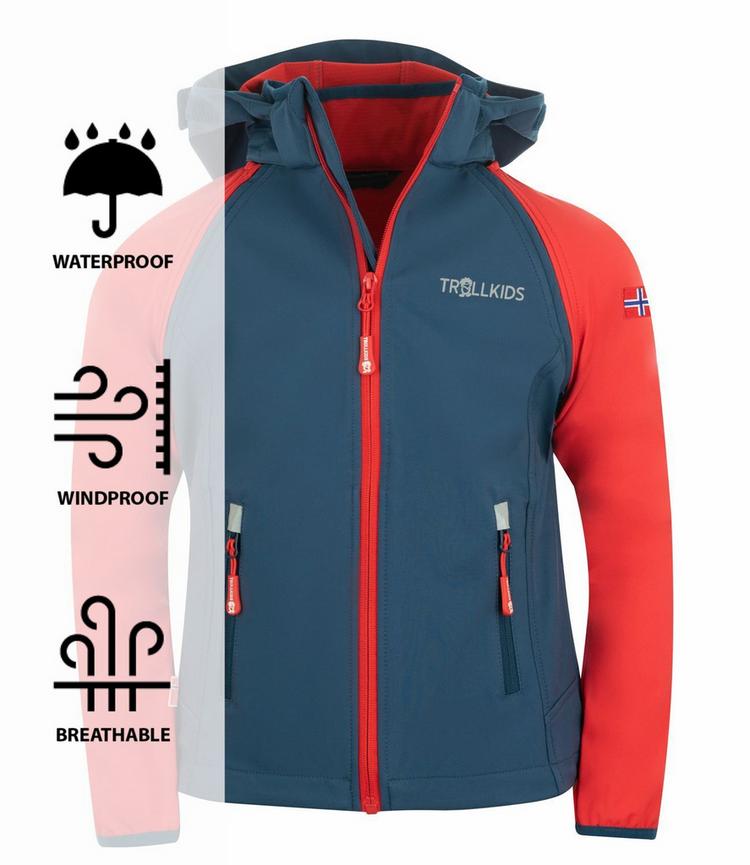 Trollkids Trollkids Rondane Softshelljacke Kinder - Hellrot / Blau - 0 | SportScheck
